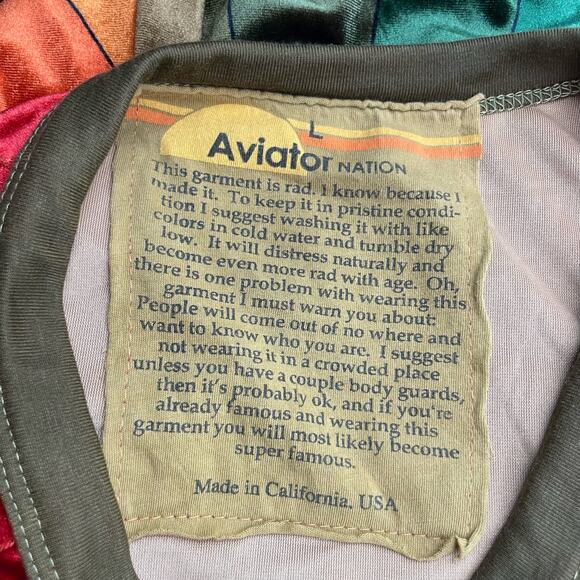 Aviator Nation Galaxy Rainbow Sunburst Velvet Crew Sweatshirt Retro 70s Size L - Picture 7 of 8